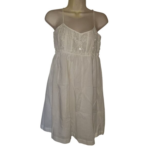 Forever 21 White Lace‎ & Cotton Spaghetti Strap Mini Dress XS - Picture 1 of 6